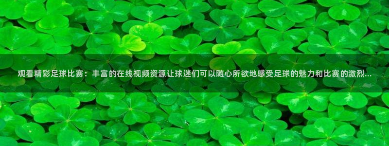 观看精彩足球比赛:丰富的在线视频资源让球迷们可以随心所欲地感